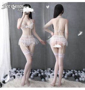 FEE ET MOI Romance Sexy Lace See Through Fairy Lingerie (White)